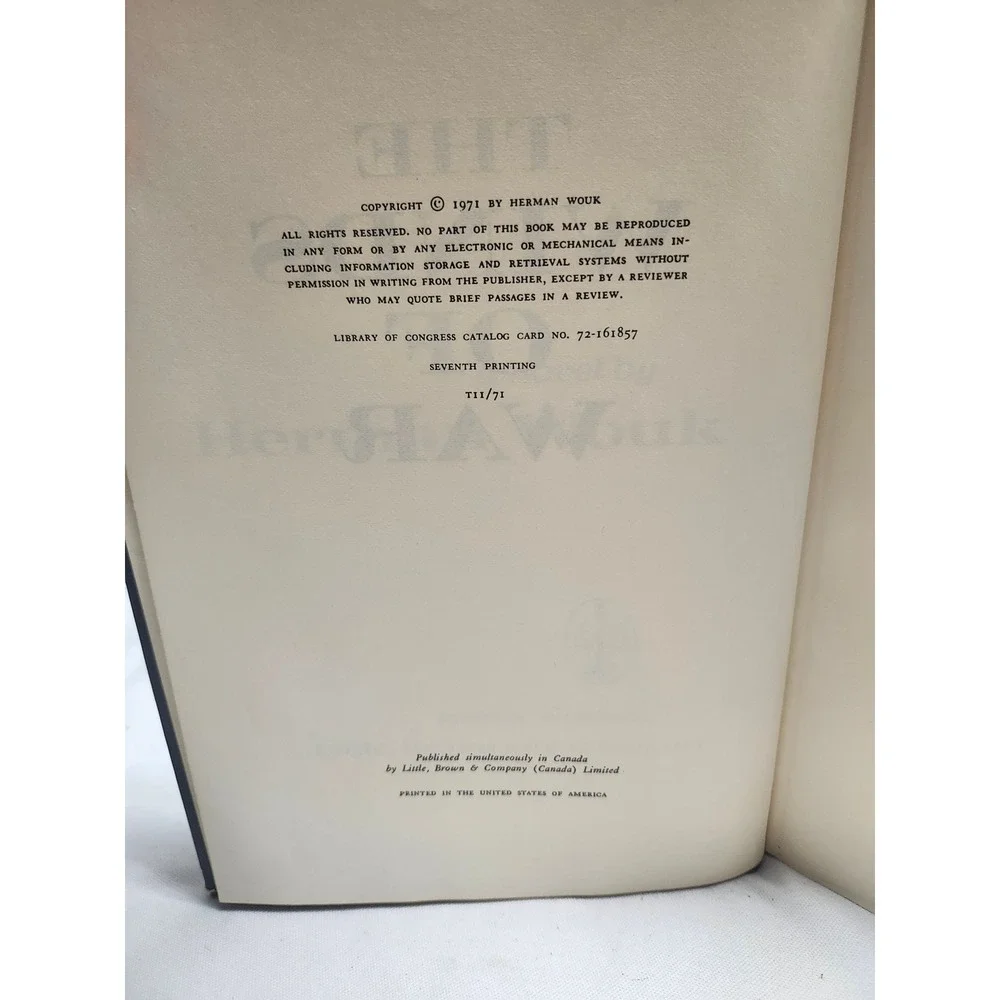 The Winds of War Herman Wouk 1971 Hardcover Dust Jacket 1st Edition 7th Printing